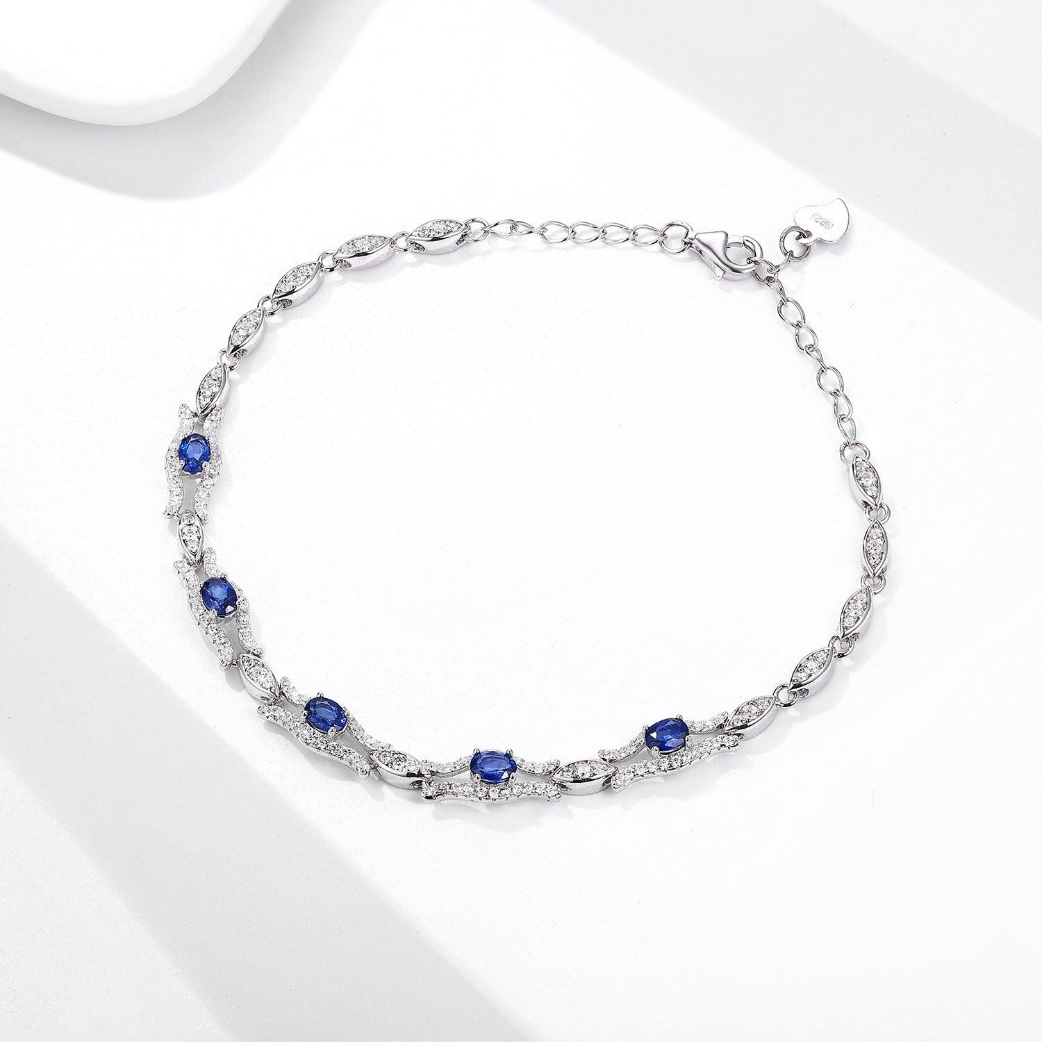 Sapphire Symphony: Sterling Silver Bracelet with Natural Elegance - Your-Look