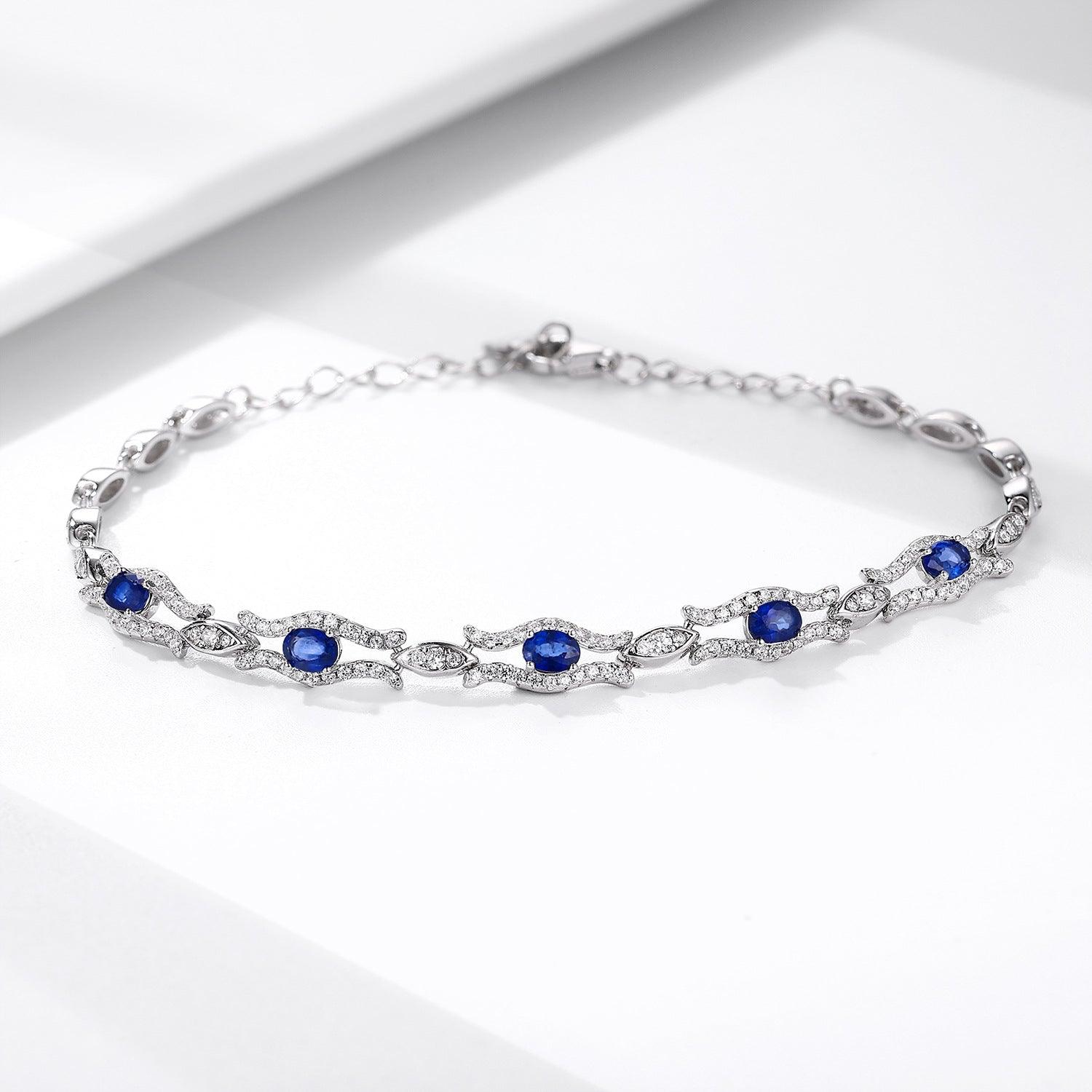 Sapphire Symphony: Sterling Silver Bracelet with Natural Elegance - Your-Look