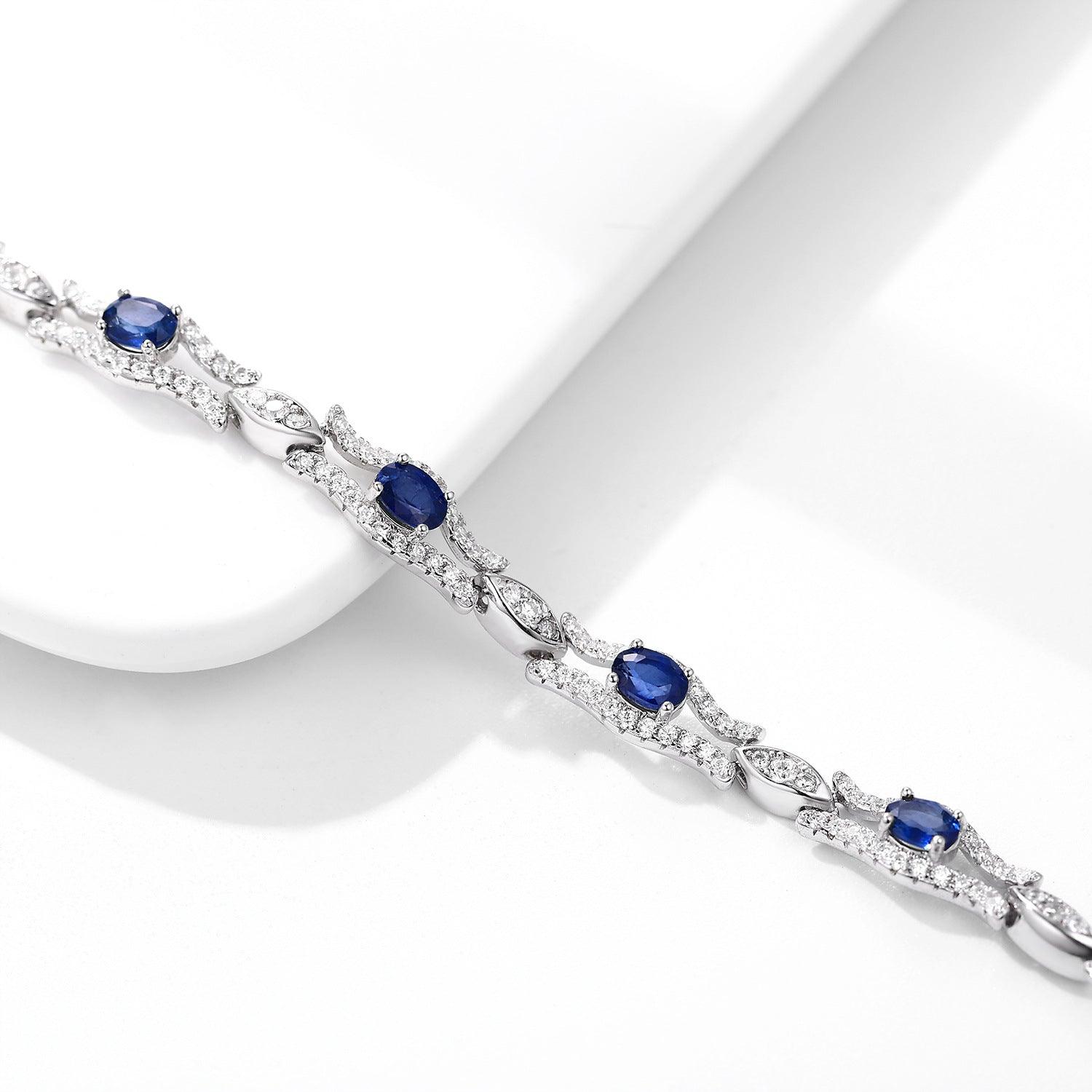 Sapphire Symphony: Sterling Silver Bracelet with Natural Elegance - Your-Look