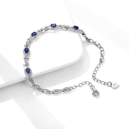 Sapphire Symphony: Sterling Silver Bracelet with Natural Elegance