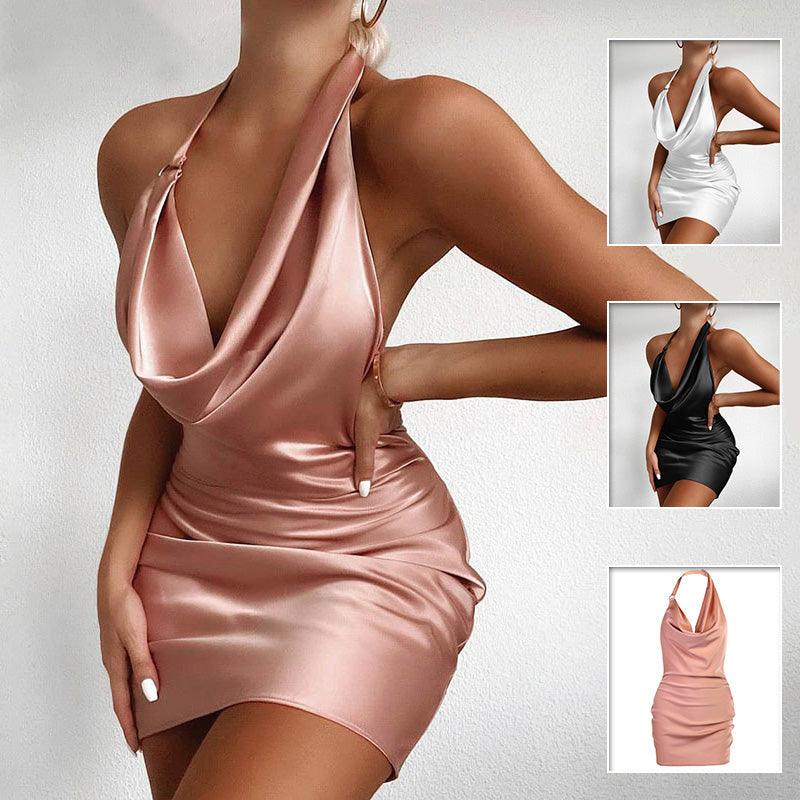 Sultry Chic: Satin V-Neck Backless Mini Sleeveless Party Dress for Summer Soirees - Your-Look