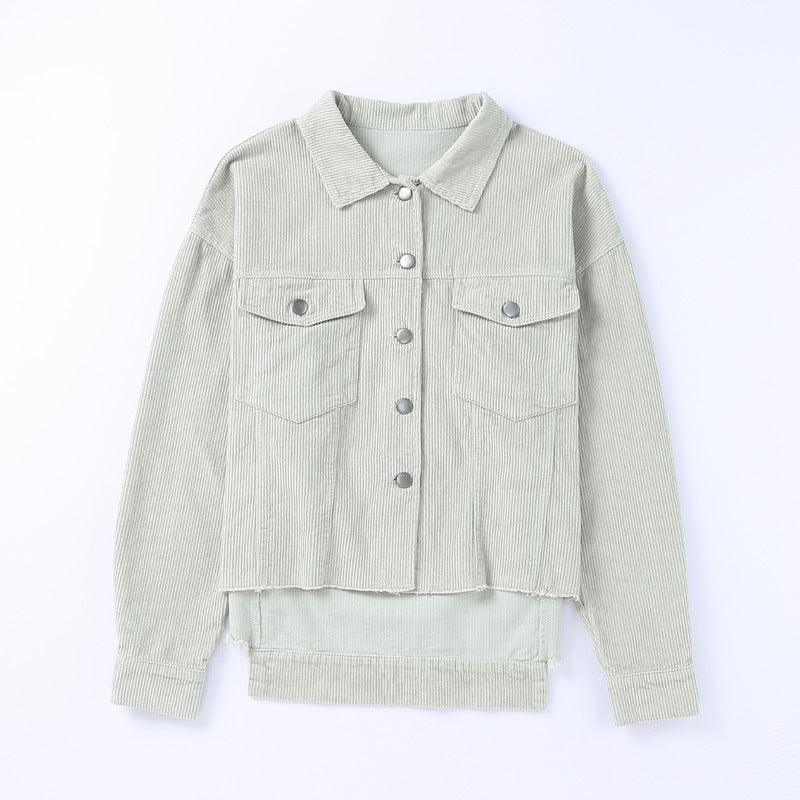 Shiying Simple Style Corduroy Lapels Jacket