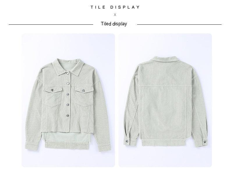 Shiying Simple Style Corduroy Lapels Jacket