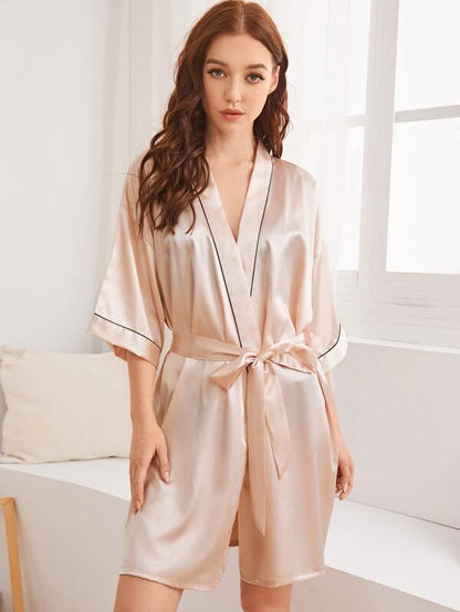 &quot;Silken Reverie&quot; Simulated Silk Robe - Luxurious Comfort with a Touch of Opulence - Your-Look