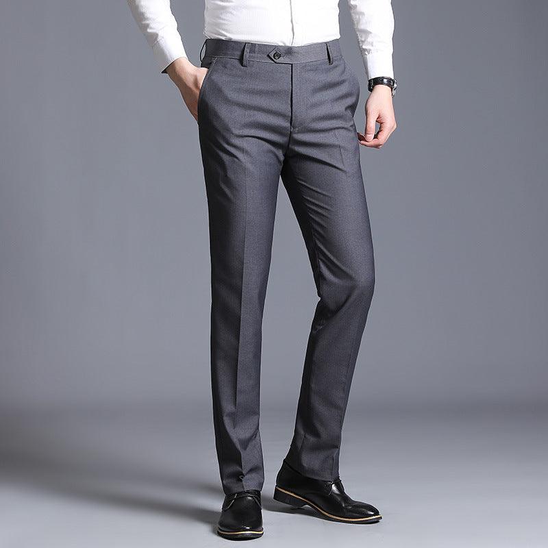 Slim Fit Gray Casual Straight Suit Pants - Fashion - Your-Look