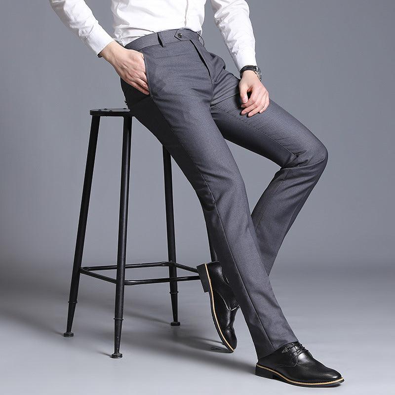 Slim Fit Gray Casual Straight Suit Pants - Fashion - Your-Look