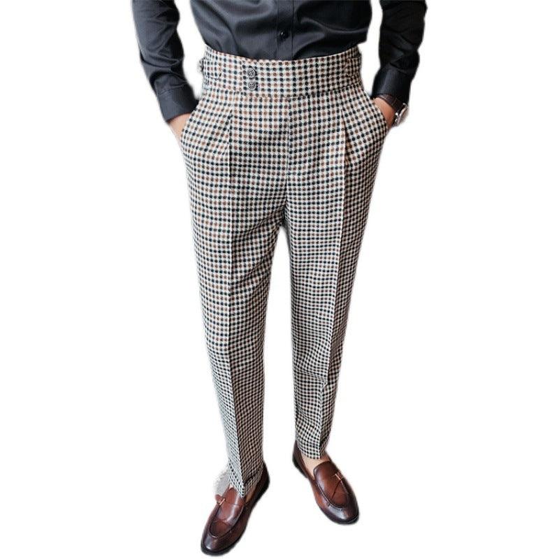 Small Plaid Casual Trousers Men&