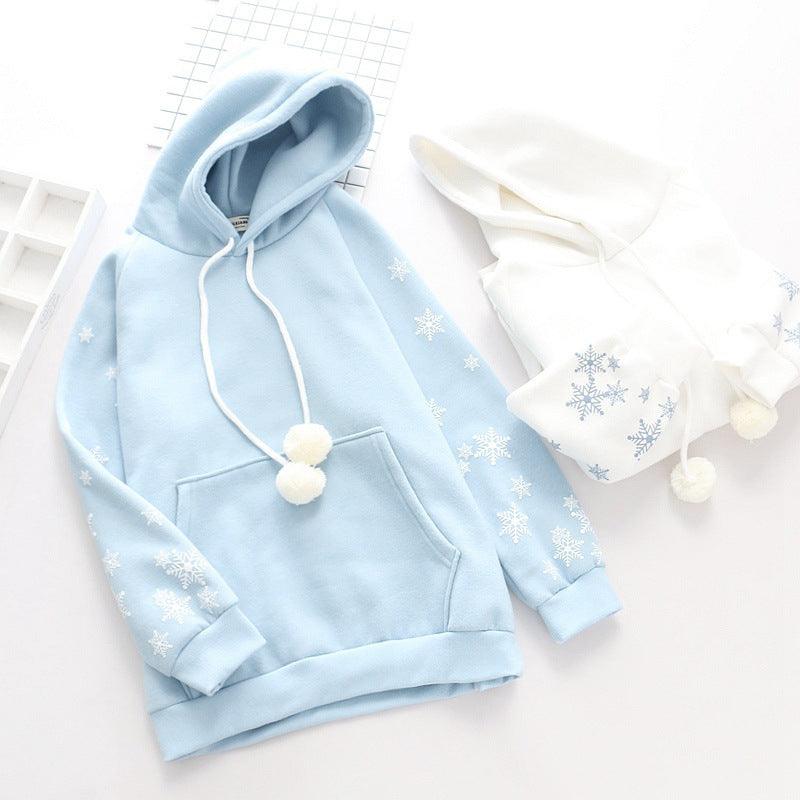 Elegant Warmth: Snowflake Embroidery Hooded Fleece-Lined Sweater for Women | - Your-Look