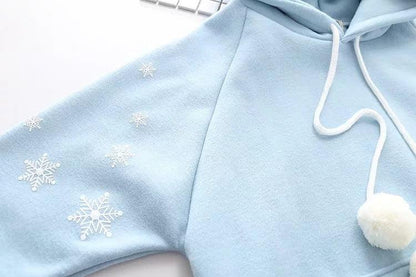 Elegant Warmth: Snowflake Embroidery Hooded Fleece-Lined Sweater for Women | - Your-Look