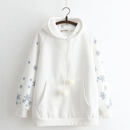 Elegant Warmth: Snowflake Embroidery Hooded Fleece-Lined Sweater for Women | - Your-Look