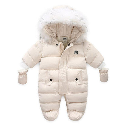 Snug Winter Adventures: Baby Jumpsuit Jacket with Attached Gloves