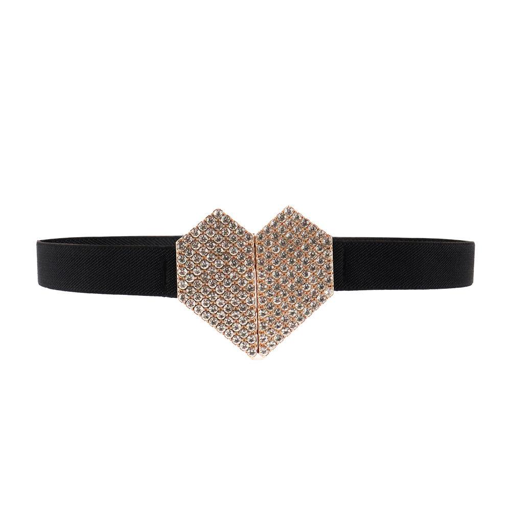 Sparkle and Style: Heart-Shaped Rhinestone Women&