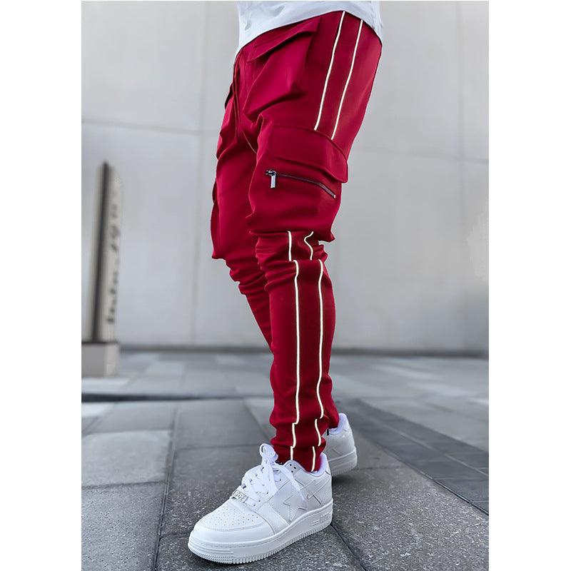 Spring And Autumn Cargo Pants Male Popular Elastic Bag Reflective - Fashion - Your-Look