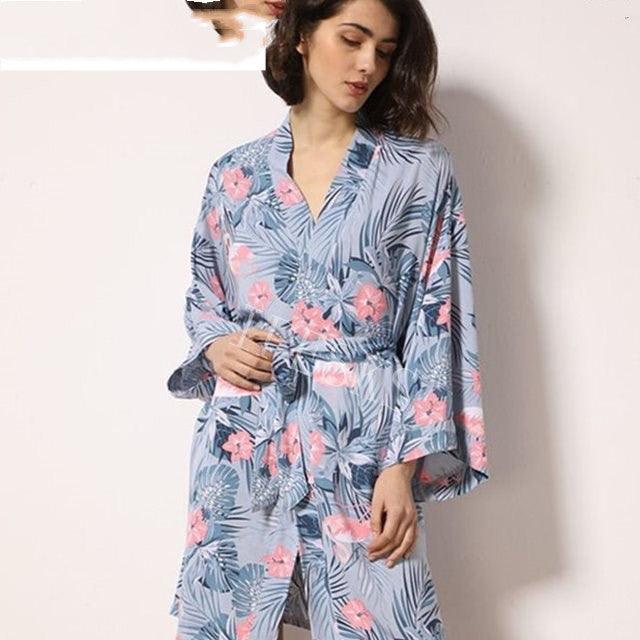 &quot;Spring Blossom&quot; New Sleepwear Robe - Embrace Tranquil Comfort in Thin Cotton-Silk Blend for Women - Your-Look