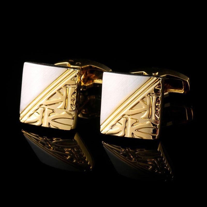 &quot;Timeless Elegance&quot; Square Pattern Gold and Silver Two-Tone French Cufflinks - Elevate Your Style with Exquisite Craftsmanship - Your-Look