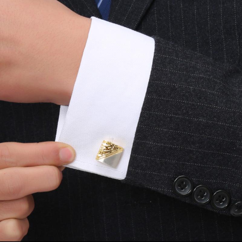 &quot;Timeless Elegance&quot; Square Pattern Gold and Silver Two-Tone French Cufflinks - Elevate Your Style with Exquisite Craftsmanship - Your-Look