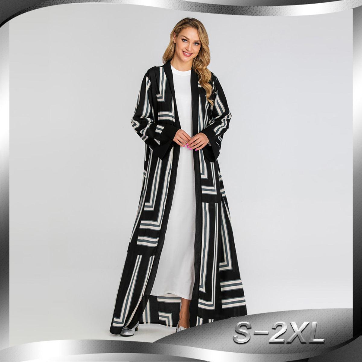 &quot;Striped Serenity&quot; Loose Lace-Up Cardigan Robe for Women - Effortless Style, Maximum Comfort - Your-Look