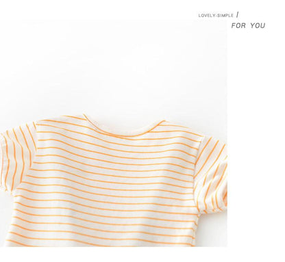 Striped Short-sleeved Outer Wear For Infants And Children -  - Your-Look