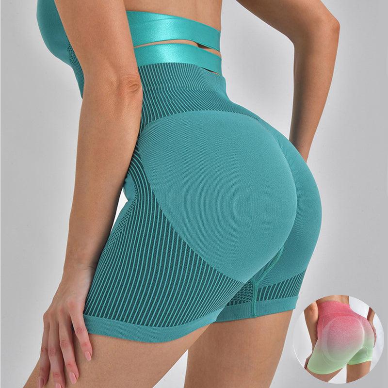 Striped Yoga Shorts High Waist Hip-lifting Tight Pants For Women Running Fitness Sports Leggings - FASHION - Your-Look
