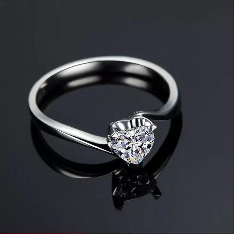 Stunning 950 White Gold Diamond Love Ring for Women