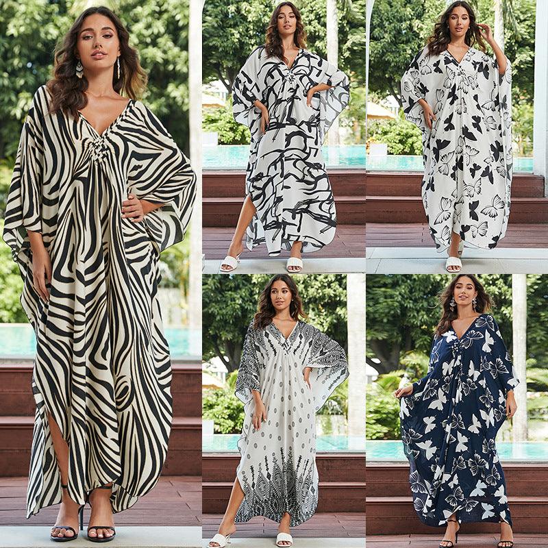 Cotton Beach Cover-up Vacation Sun Protection Long Dress - Fashion - Your-Look