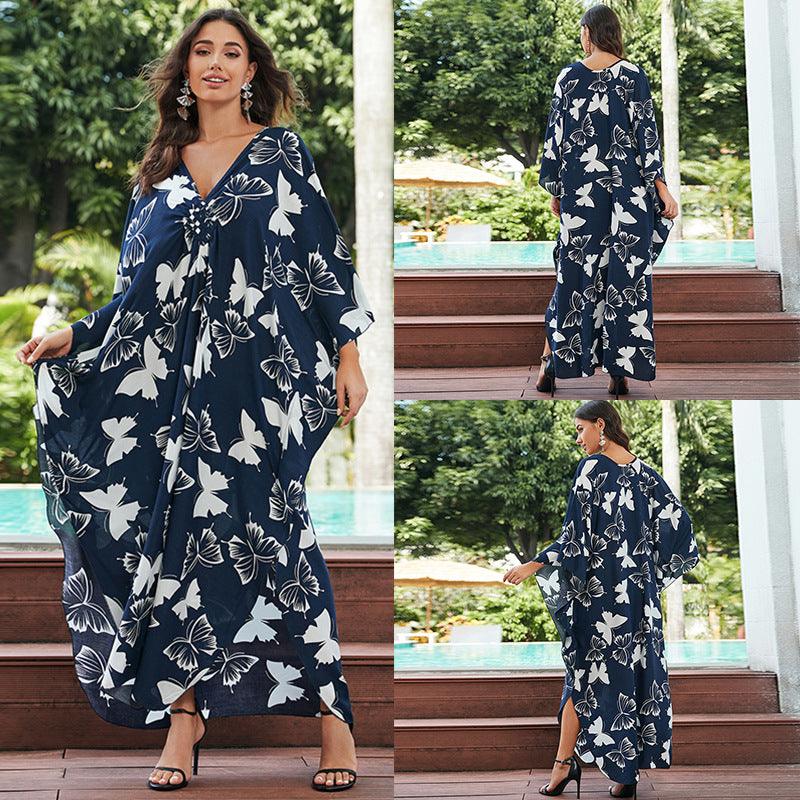 Cotton Beach Cover-up Vacation Sun Protection Long Dress - Fashion - Your-Look