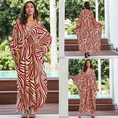 Stylish Sun Protection: Cotton Beach Cover-up Vacation Long Dress