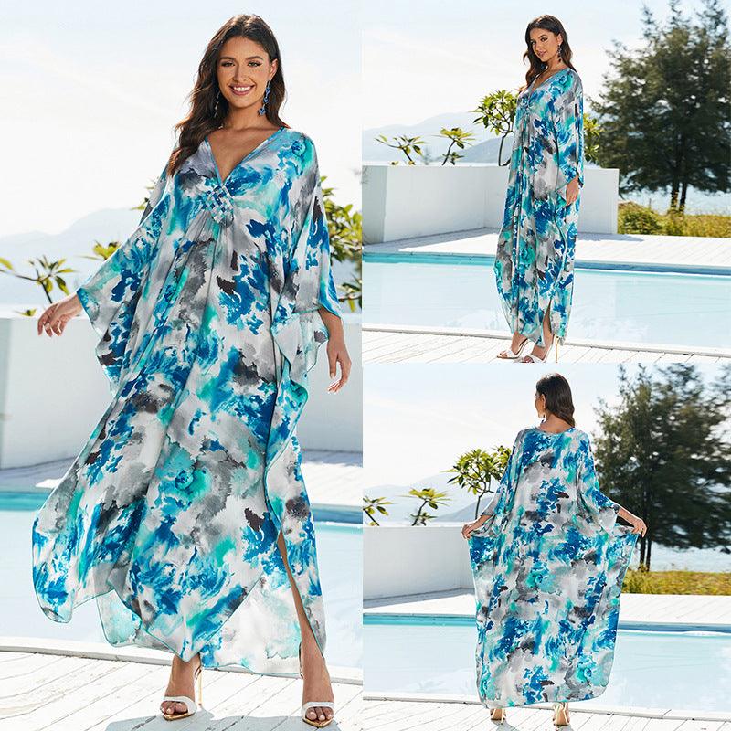 Cotton Beach Cover-up Vacation Sun Protection Long Dress - Fashion - Your-Look