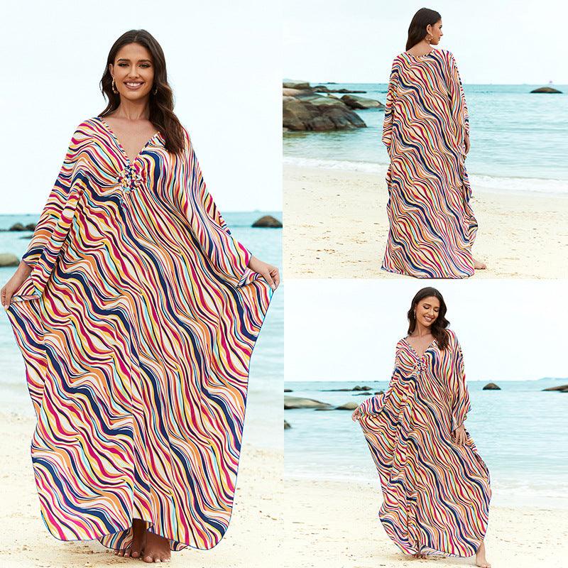 Stylish Sun Protection: Cotton Beach Cover-up Vacation Long Dress