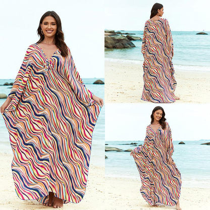 Stylish Sun Protection: Cotton Beach Cover-up Vacation Long Dress