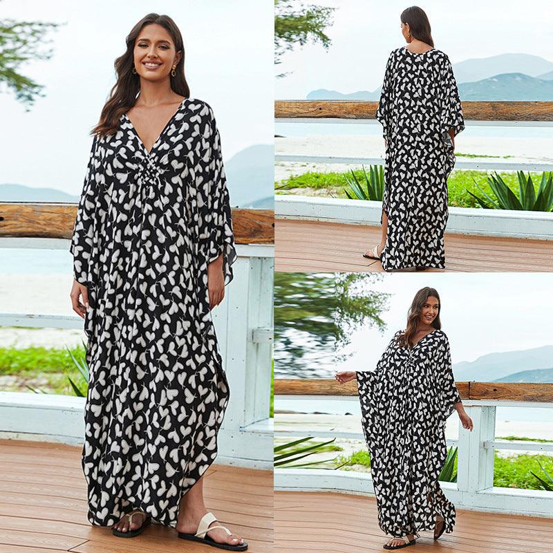 Stylish Sun Protection: Cotton Beach Cover-up Vacation Long Dress