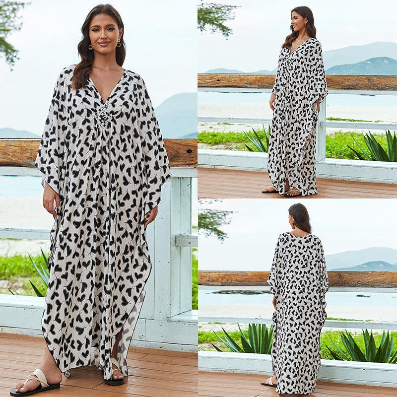 Stylish Sun Protection: Cotton Beach Cover-up Vacation Long Dress