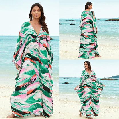 Cotton Beach Cover-up Vacation Sun Protection Long Dress - Fashion - Your-Look