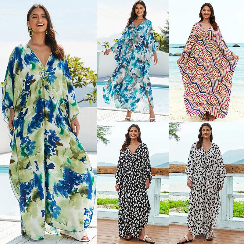 Stylish Sun Protection: Cotton Beach Cover-up Vacation Long Dress