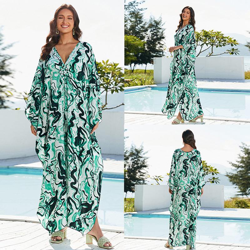 Stylish Sun Protection: Cotton Beach Cover-up Vacation Long Dress