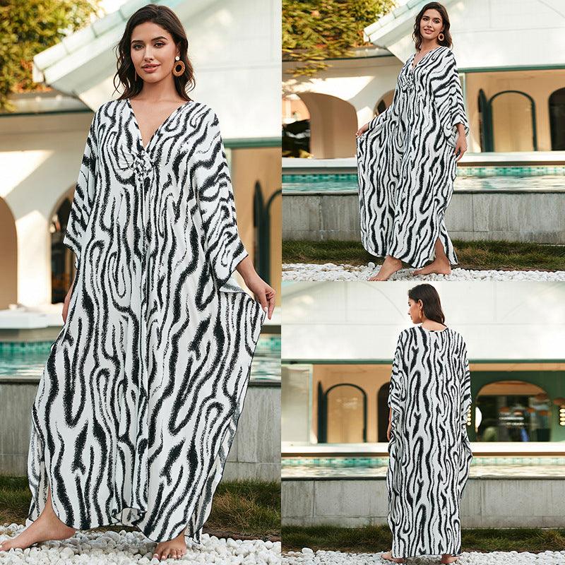 Stylish Sun Protection: Cotton Beach Cover-up Vacation Long Dress