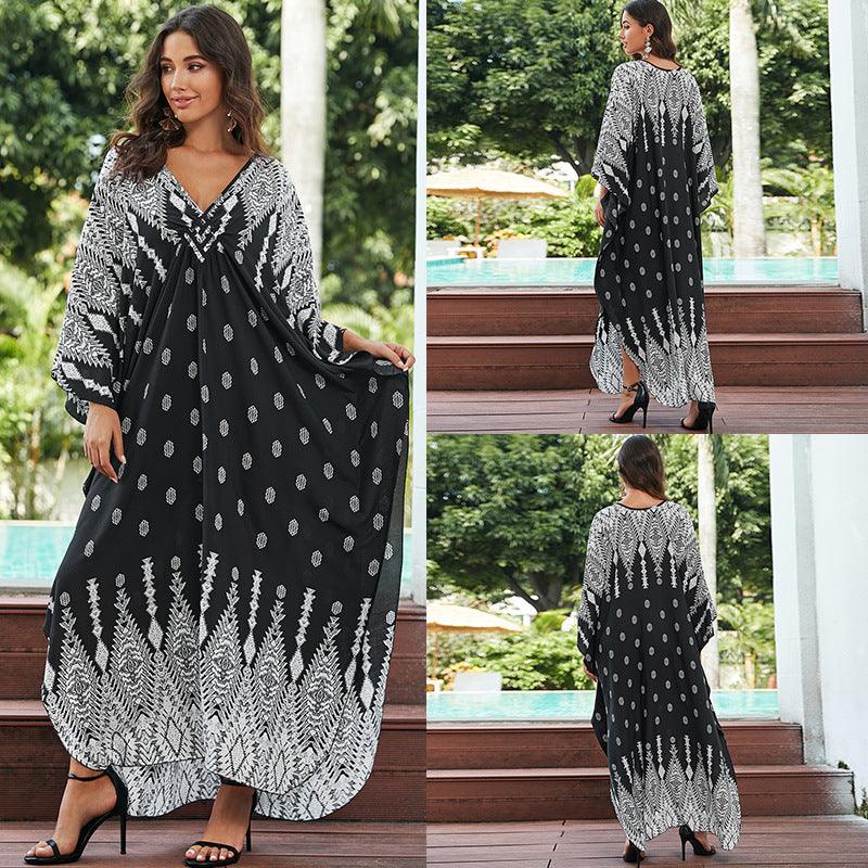 Stylish Sun Protection: Cotton Beach Cover-up Vacation Long Dress