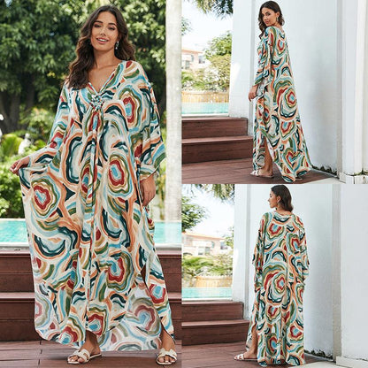 Cotton Beach Cover-up Vacation Sun Protection Long Dress - Fashion - Your-Look