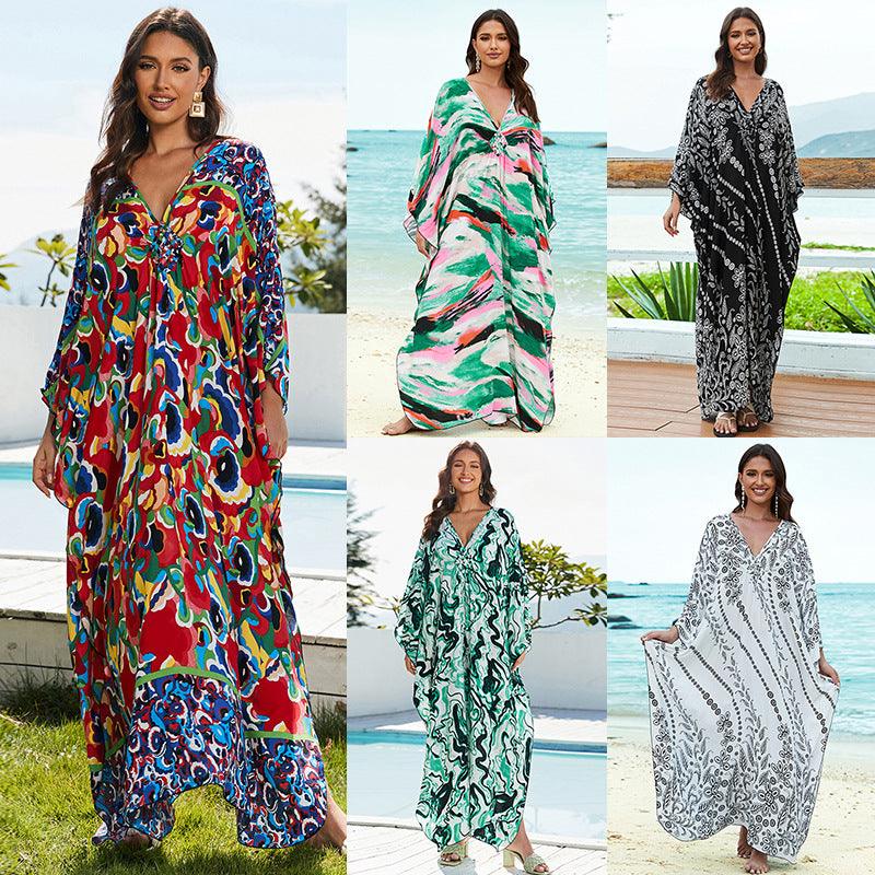 Cotton Beach Cover-up Vacation Sun Protection Long Dress - Fashion - Your-Look