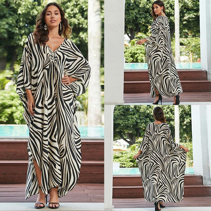 Cotton Beach Cover-up Vacation Sun Protection Long Dress - Fashion - Your-Look