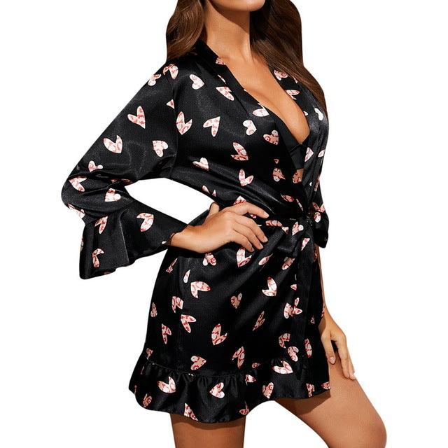 &quot;Sultry Allure&quot; Ladies Print Sexy Robe - Unveil Your Irresistible Charm - Your-Look