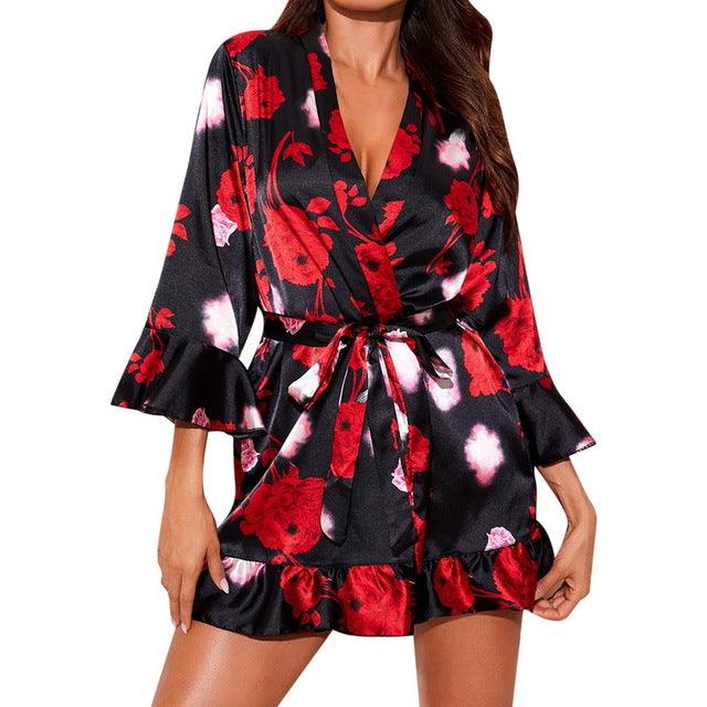 &quot;Sultry Allure&quot; Ladies Print Sexy Robe - Unveil Your Irresistible Charm - Your-Look