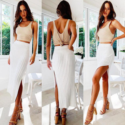 Sultry Sophistication: High Waist Knitted Slit Skirt - Your-Look