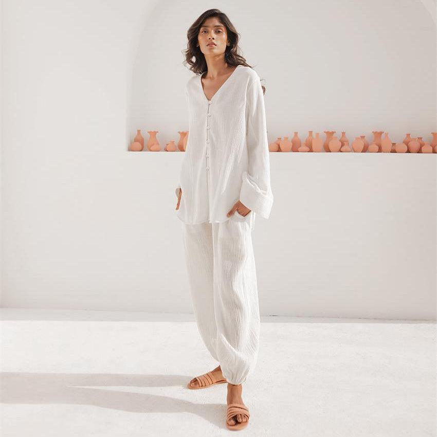&quot;Summer Breeze&quot; Cotton Long European And American Pajamas - Effortless Comfort in Chic Style - Your-Look