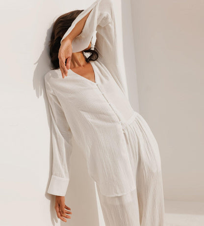 &quot;Summer Breeze&quot; Cotton Long European And American Pajamas - Effortless Comfort in Chic Style - Your-Look