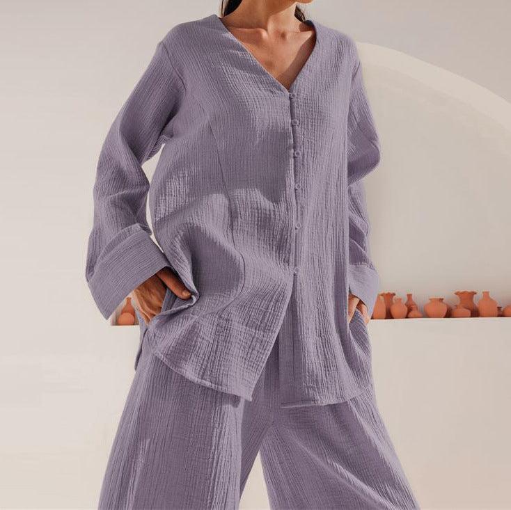 &quot;Summer Breeze&quot; Cotton Long European And American Pajamas - Effortless Comfort in Chic Style - Your-Look