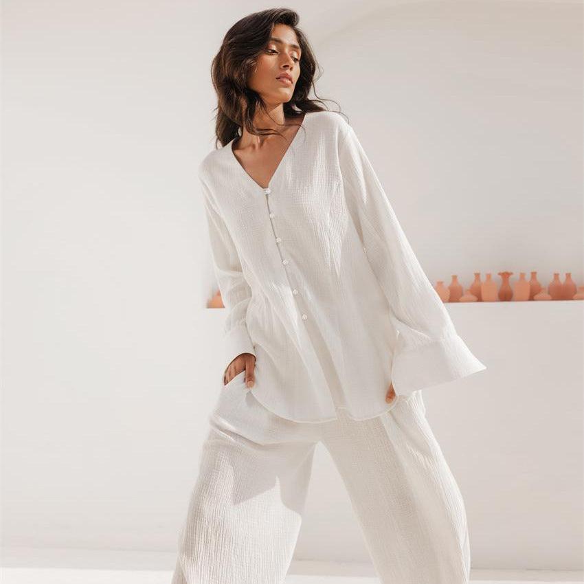 &quot;Summer Breeze&quot; Cotton Long European And American Pajamas - Effortless Comfort in Chic Style - Your-Look