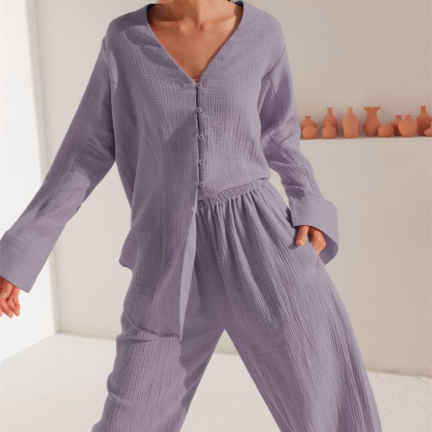 &quot;Summer Breeze&quot; Cotton Long European And American Pajamas - Effortless Comfort in Chic Style - Your-Look