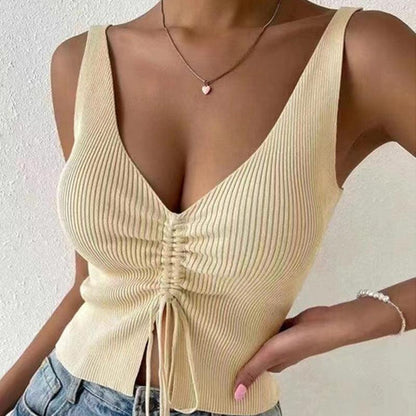 Summer Fashion Drawstring American Hot Girl All-matching Drawstring Vest Top - FASHION - Your-Look