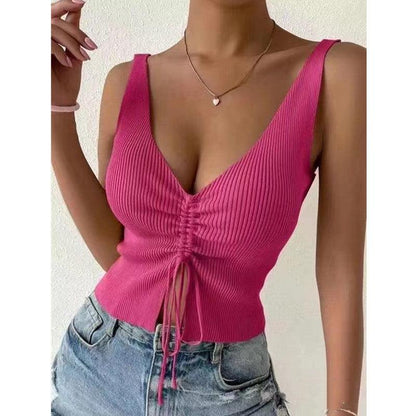 Summer Fashion Drawstring American Hot Girl All-matching Drawstring Vest Top - FASHION - Your-Look